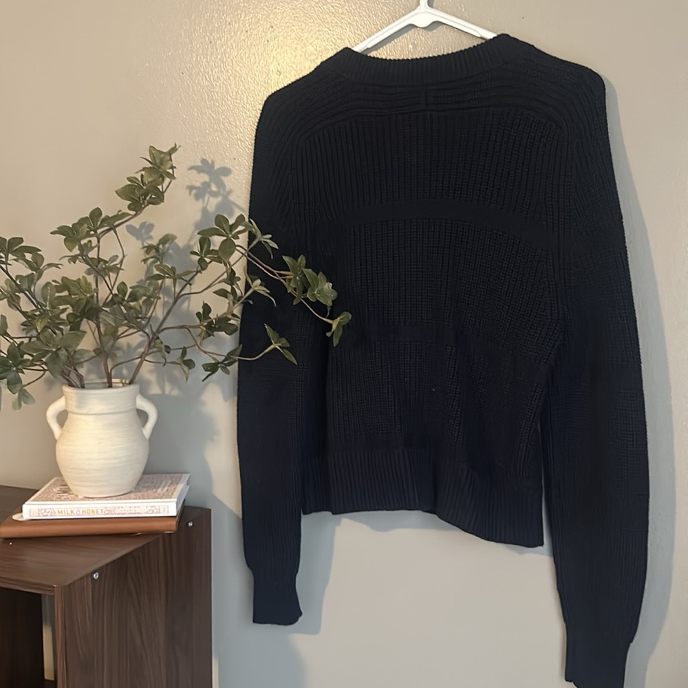 GAP Black Ribbed Button‑Front Cardigan - Picture 5 of 5
